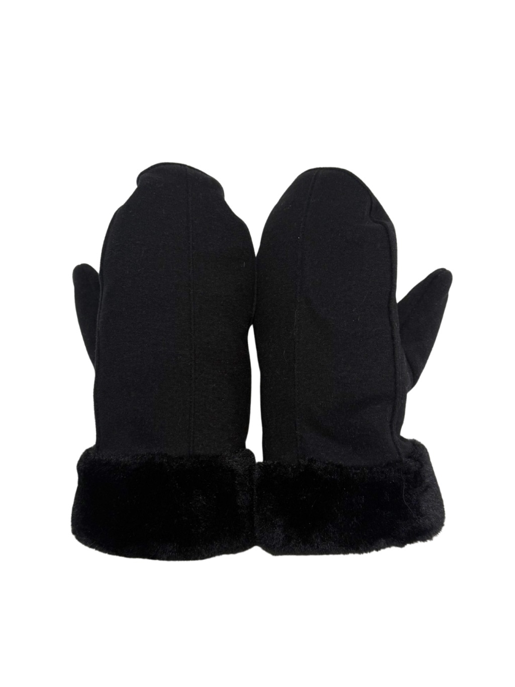 Black Faux Fur Cuff Mittens